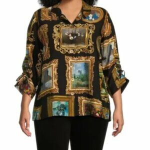 NWT John Mark petite museum button up shirt wire collar